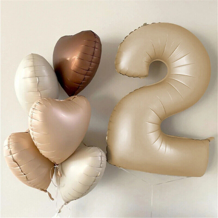 Set 9 baloane Inima folie nuante nude satinat, 45cm diametru, Buchet baloane Boho [2]
