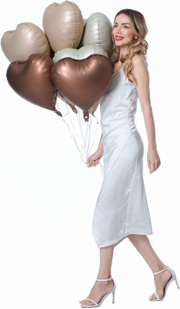 Set 9 baloane Inima folie nuante nude satinat, 45cm diametru, Buchet baloane Boho [6]