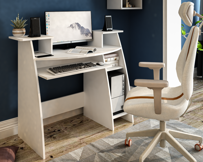 Birou Pc Skm-4 Ro, 123x50x77 cm, Alb [3]