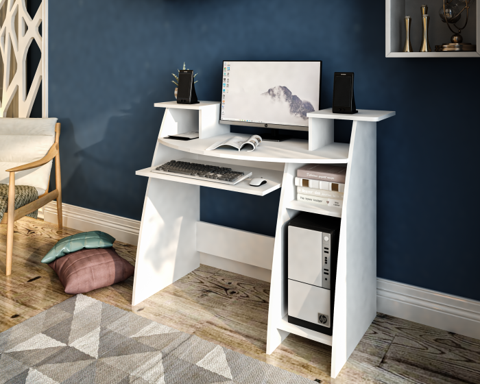 Birou Pc Skm-4 Ro, 123x50x77 cm, Alb [4]
