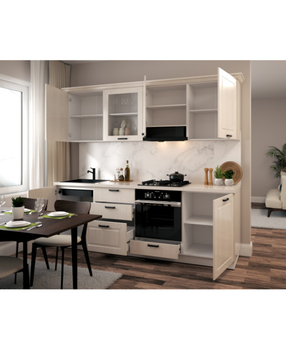 Bucatarie ATHENA 2.44 MDF, 244x223x60cm, lemn alb [4]