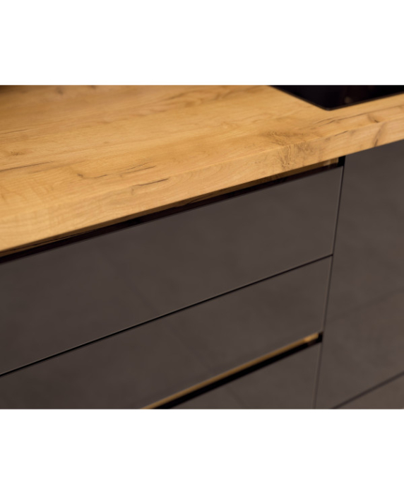 Bucatarie Chelsea, Stejar K003 - Alb/Negru, 300x60x215cm [6]