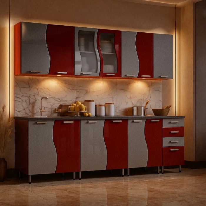 Bucatarie CIP S MDF Rosu Metalizat 2,6m