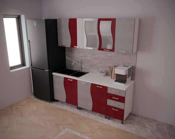 Bucatarie CIP S MDF Rosu Metalizat 2m [3]