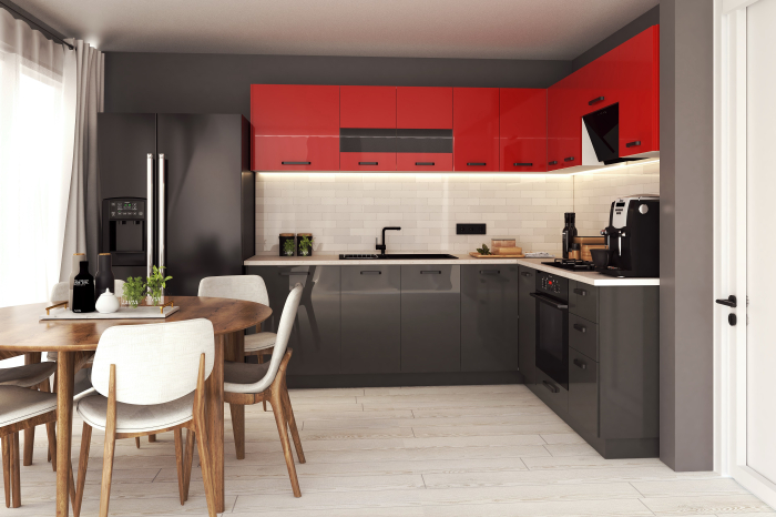 Bucatarie Daria colt V2, Rosu+Antracit [2]