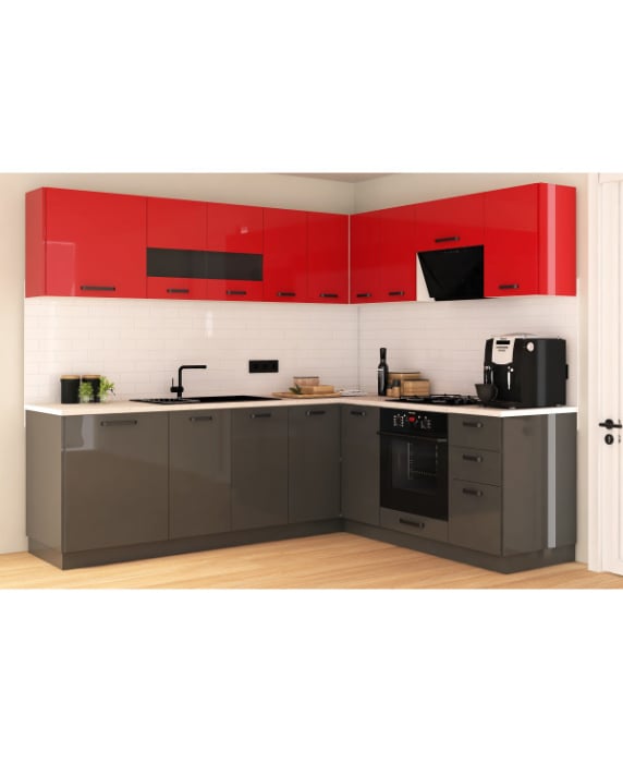 Bucatarie Daria colt V2, Rosu+Antracit