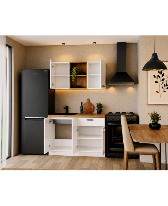 Bucatarie Daria MDF V1, 120x60x200cm, Acril Alb [3]