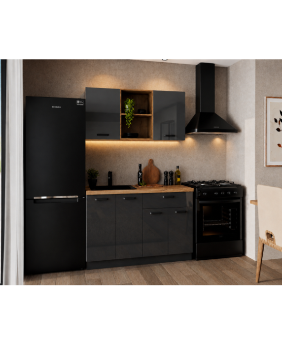Bucatarie Daria MDF V1, 120x60x200cm, Antracit [2]