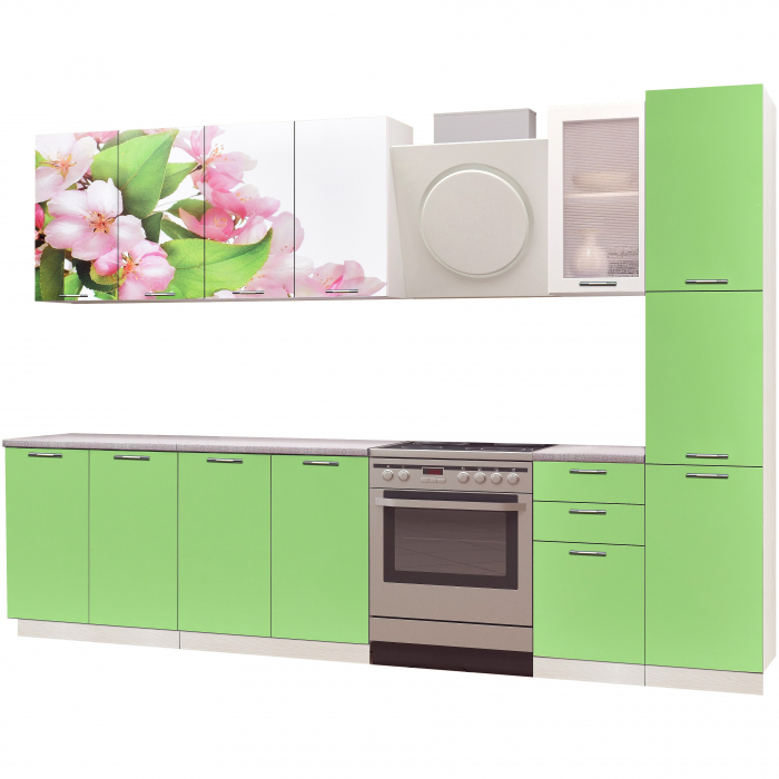 Bucatarie Famp Mar, 240x60x214 cm, Verde [2]