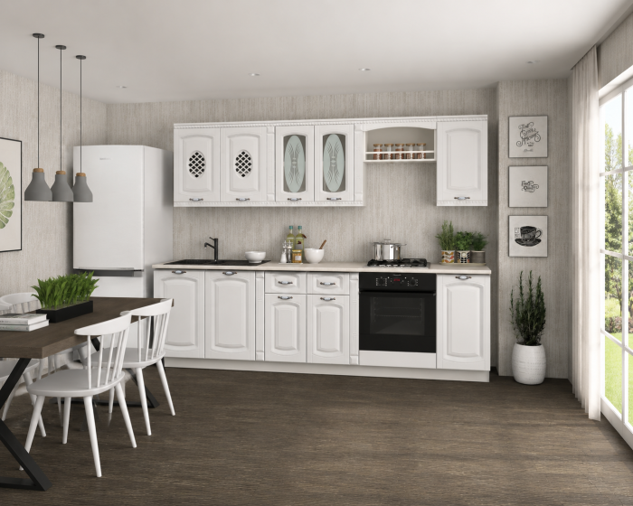 Bucatarie Katiusa 1 RO MDF Alb 260x60x200 cm [3]