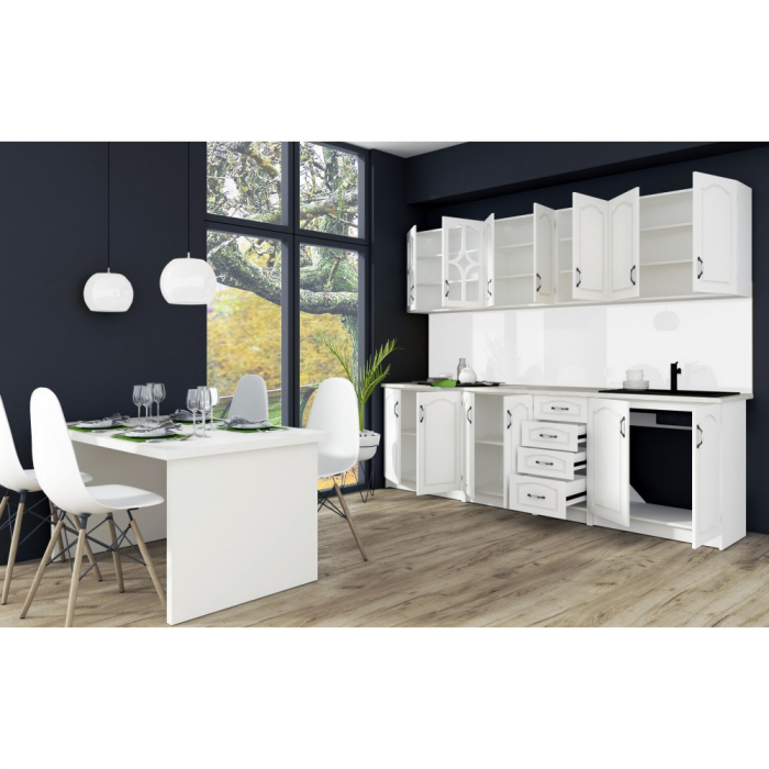 Bucatarie Olea 2.6m MDF Ro, ALB [2]