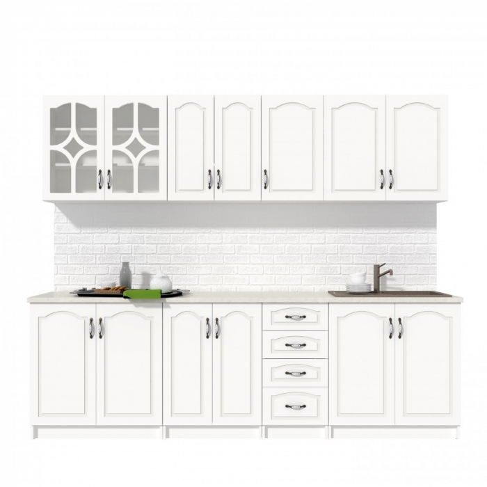 Bucatarie Olea 2.6m MDF Ro, ALB [4]