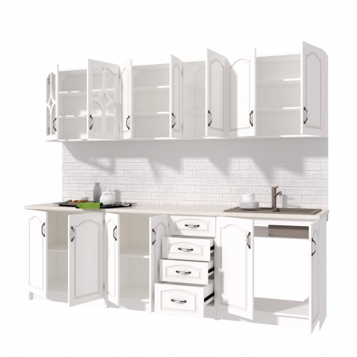 Bucatarie Olea 2.6m MDF Ro, ALB [5]