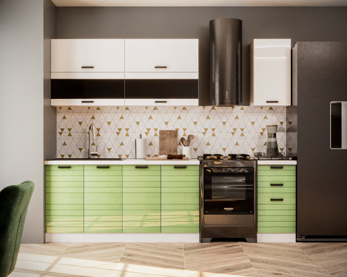 Bucătărie Tehno 3 MDF Verde Lucios 2 m [4]