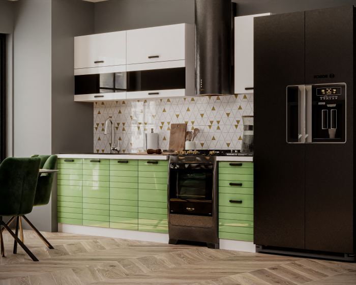 Bucătărie Tehno 3 MDF Verde Lucios 2 m [3]