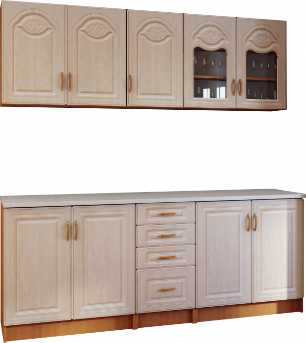 Bucatarie Tiulpan MDF 2.0m Mesteacan cu blat intreg [2]