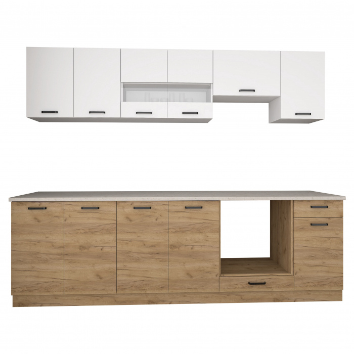 Bucatarie Vio C 2.6m, Stejar K003 + Alb [2]