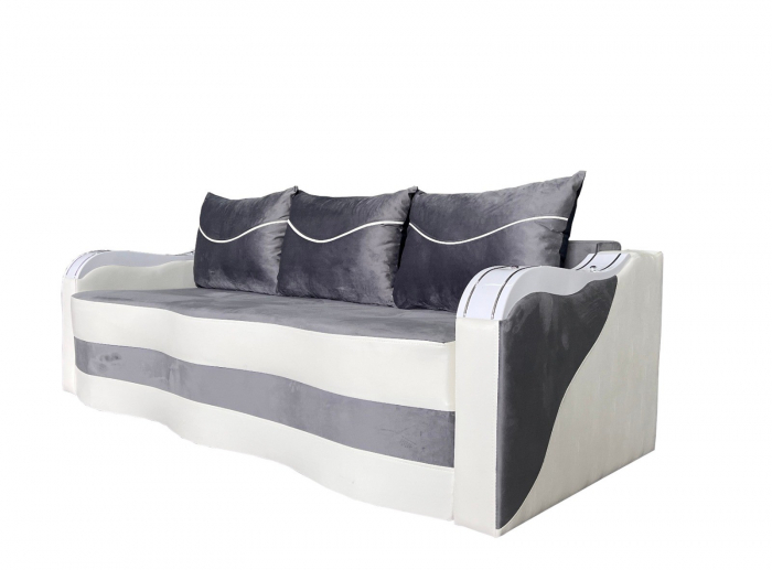 Canapea Extensibila Simona 225x74x100 cm, Gri, Alb [3]