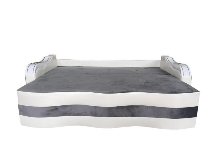 Canapea Extensibila Simona 225x74x100 cm, Gri, Alb [4]