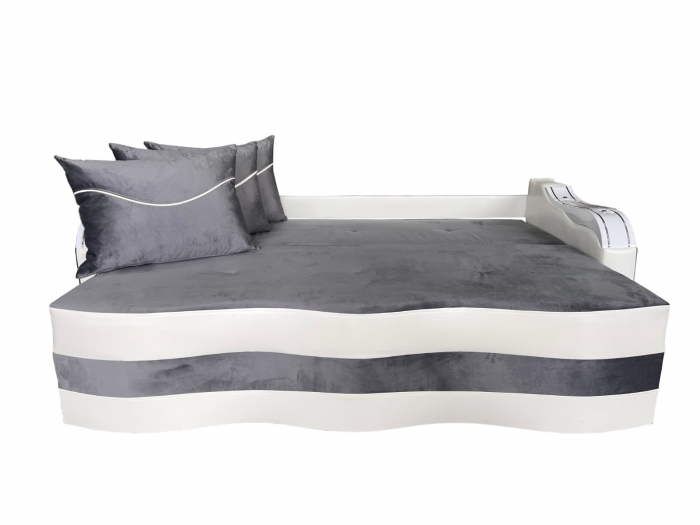 Canapea Extensibila Simona 225x74x100 cm, Gri, Alb [5]