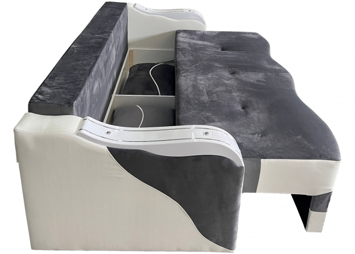 Canapea Extensibila Simona 225x74x100 cm, Gri, Alb [2]