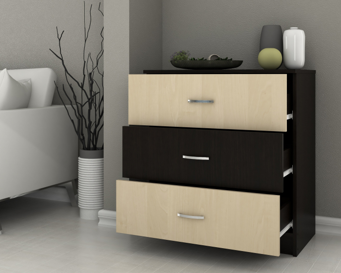 Comoda 3 Sertare, Wenge + Mesteacan [2]