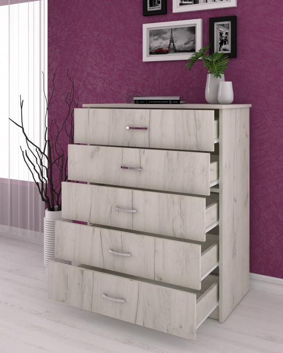 Comoda 5 Sertare, 72x40x90 cm, Stejar K001 [2]