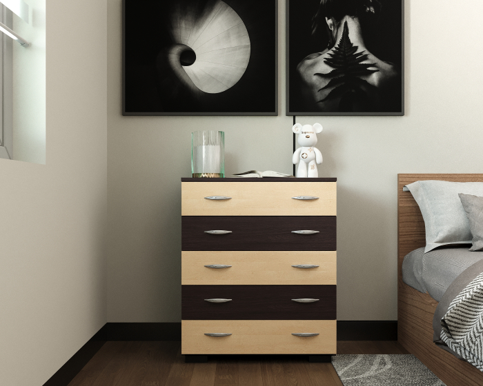 Comoda Alin 5 Sertare Wenge + Mesteacan [3]