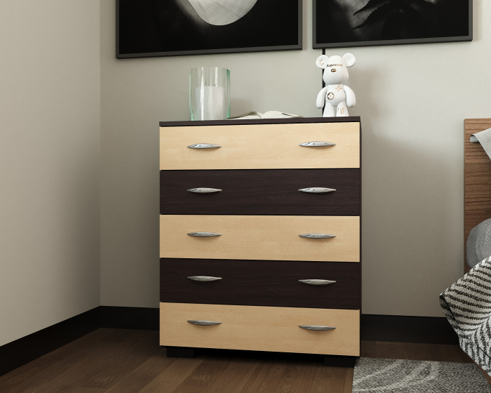 Comoda Alin 5 Sertare Wenge Mesteacan [2]