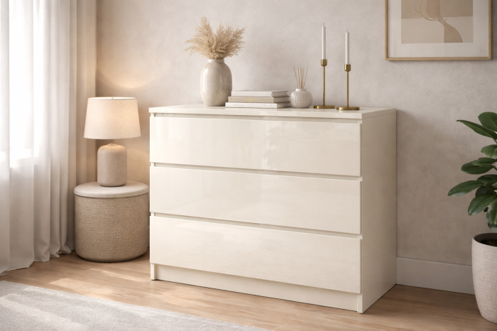 Comoda Aria 3 sertare Alb 70x40x77 cm [2]