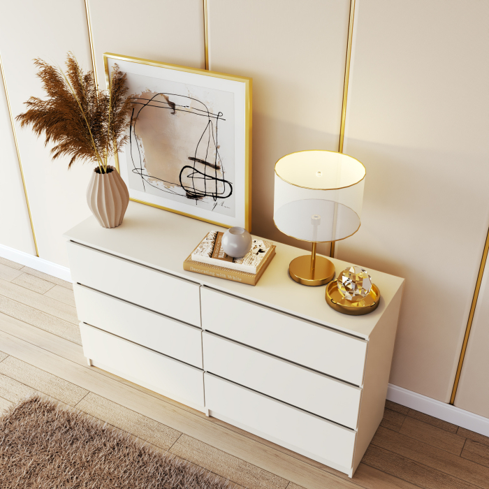 Comoda Aria 6 sertare Alb 120x40x77cm [5]