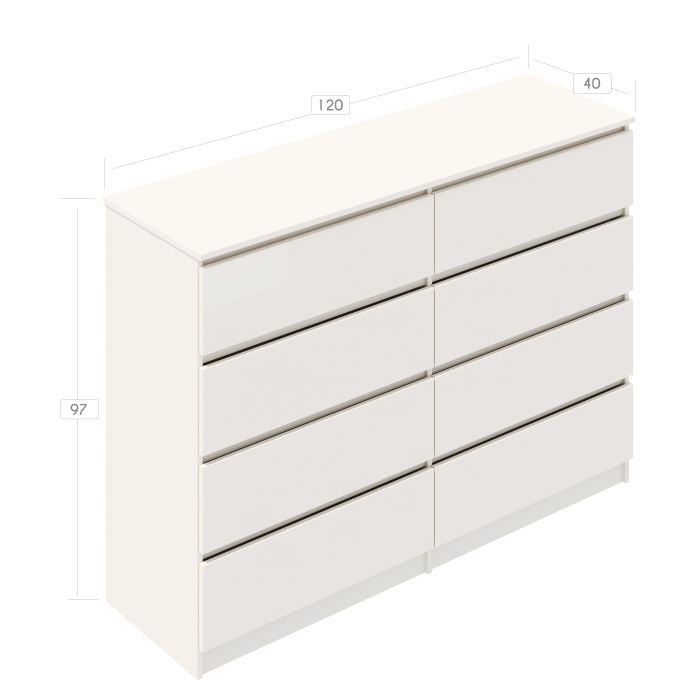 Comoda Aria 8 sertare Alb 120x40x97cm [8]