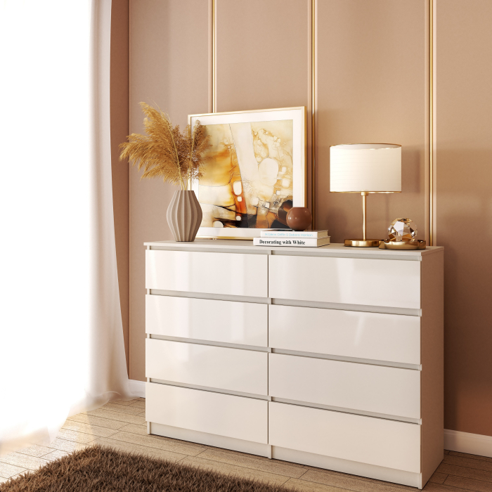 Comoda Aria 8 sertare Alb 120x40x97cm [3]