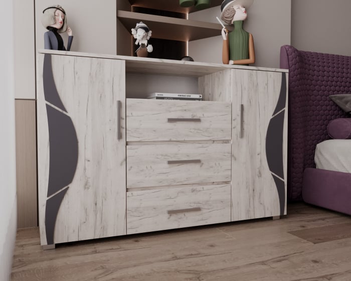 Comoda Laguna Ro, 135x40x82 cm, Stejar K001
