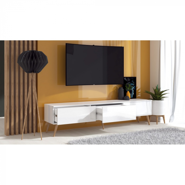 Comoda MP4, 220x40x51cm, alb acril [2]