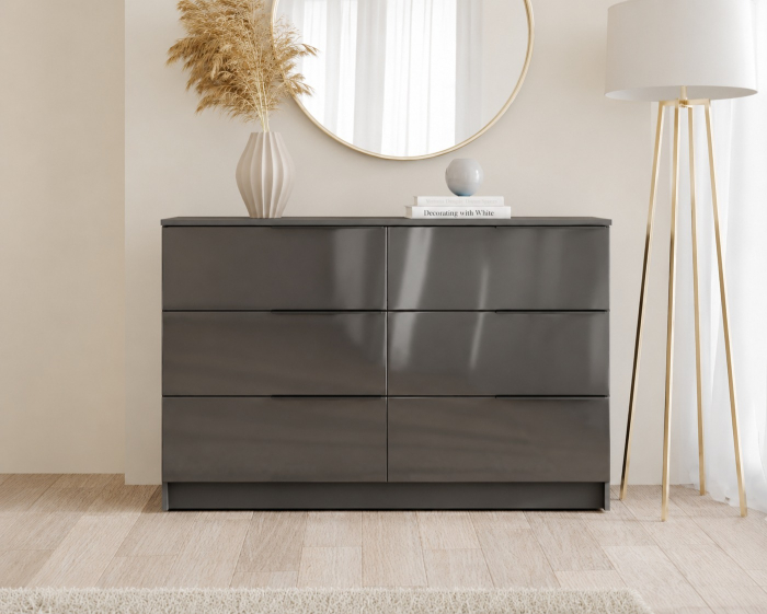Comoda Prestige 6 Sertare Acril Antracit 120x40x77cm [3]