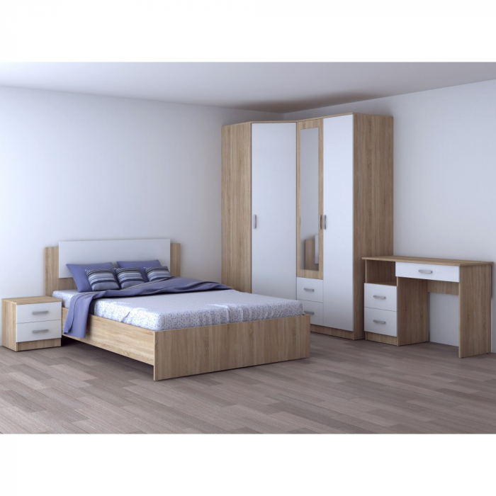Dormitor Sofi Pe Colt Sonoma+Alb [2]