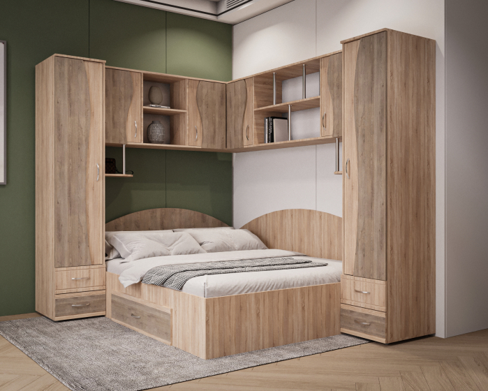 Dormitor Tineret Colt S, Sonoma-Trufe 187x51 247x200 cm