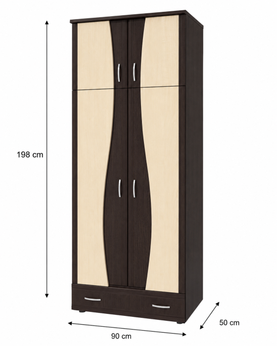 Dulap 2Usi S Despartitor 198x90x50 cm Wenge Mesteacan [7]