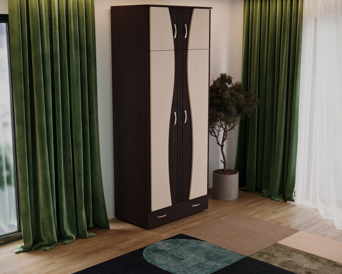 Dulap 2Usi S Despartitor 198x90x50 cm Wenge Mesteacan [4]