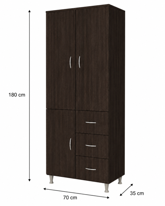 Dulap 3 Usi/3 Sertare Wenge 70x35x180 cm [5]