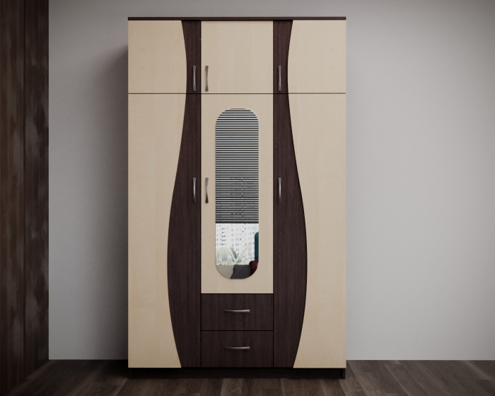 Dulap 3U "S" FS, 120x50x198cm wenge+mesteacan [2]