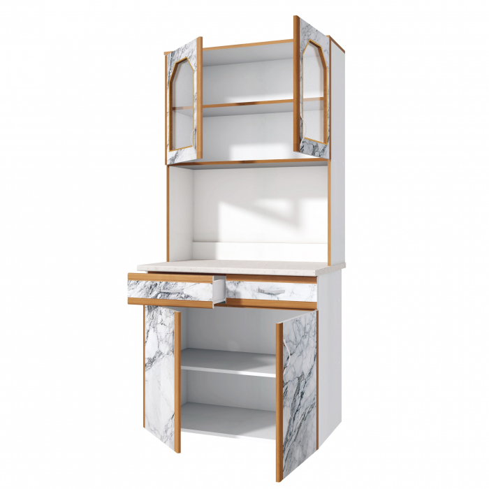 Dulap 90 Pal, Alb+Pietra Bianco 91x33/60x197 cm [5]