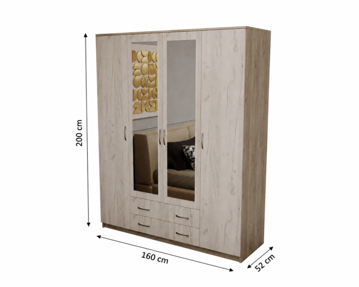 Dulap Garmonia 4 Usi  Stejar K001/K002 160x52x200 cm [6]