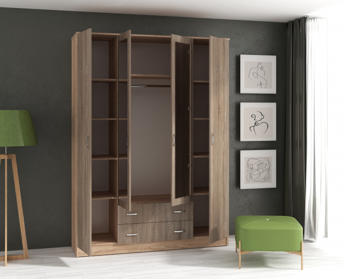 Dulap Garmonia 4U, 160x50x200 cm, Sonoma/Trufe [2]