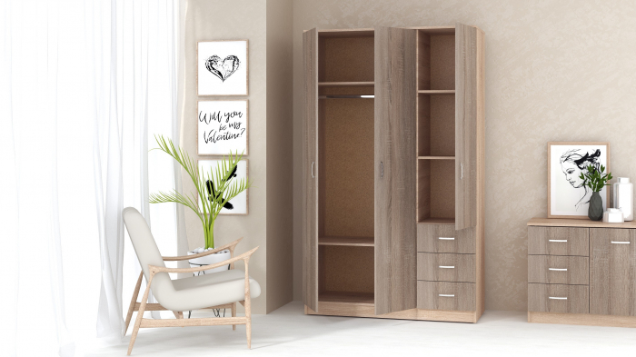 Dulap Ionut, 120x50x200 cm, Sonoma/Trufe [2]