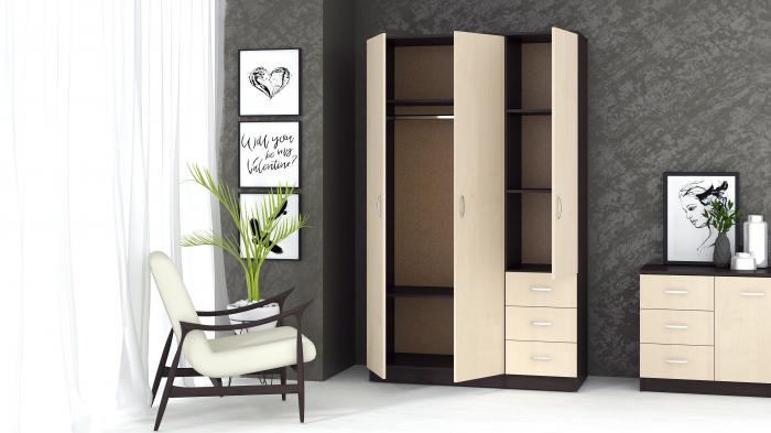 Dulap Ionut,120x50x200 cm, Wenge+Mesteacan [2]