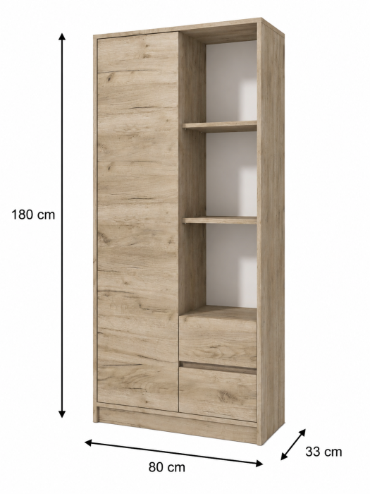 Dulap MP1 1 Usa /2 Sertare  Stejar K002  80x33x180 cm [4]