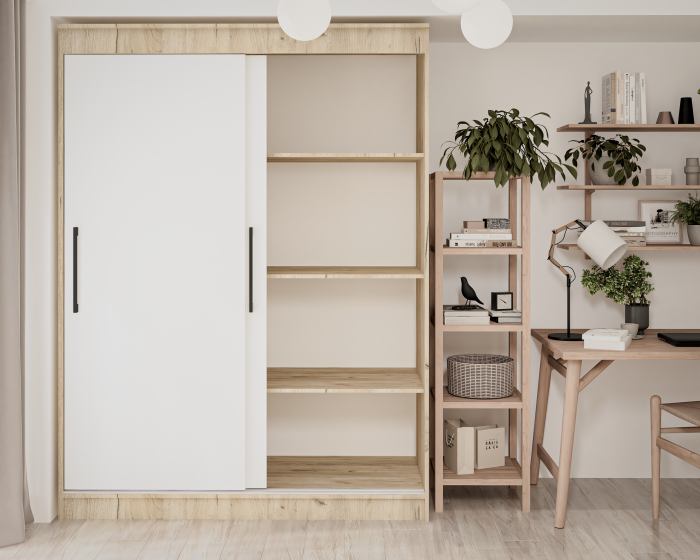 Dulap UC MP1, 150x60x200 cm, Stejar K002/Alb [4]