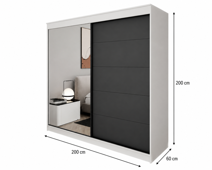 Dulap UC MP3 Alb/Antracit 200x60x200 cm [9]
